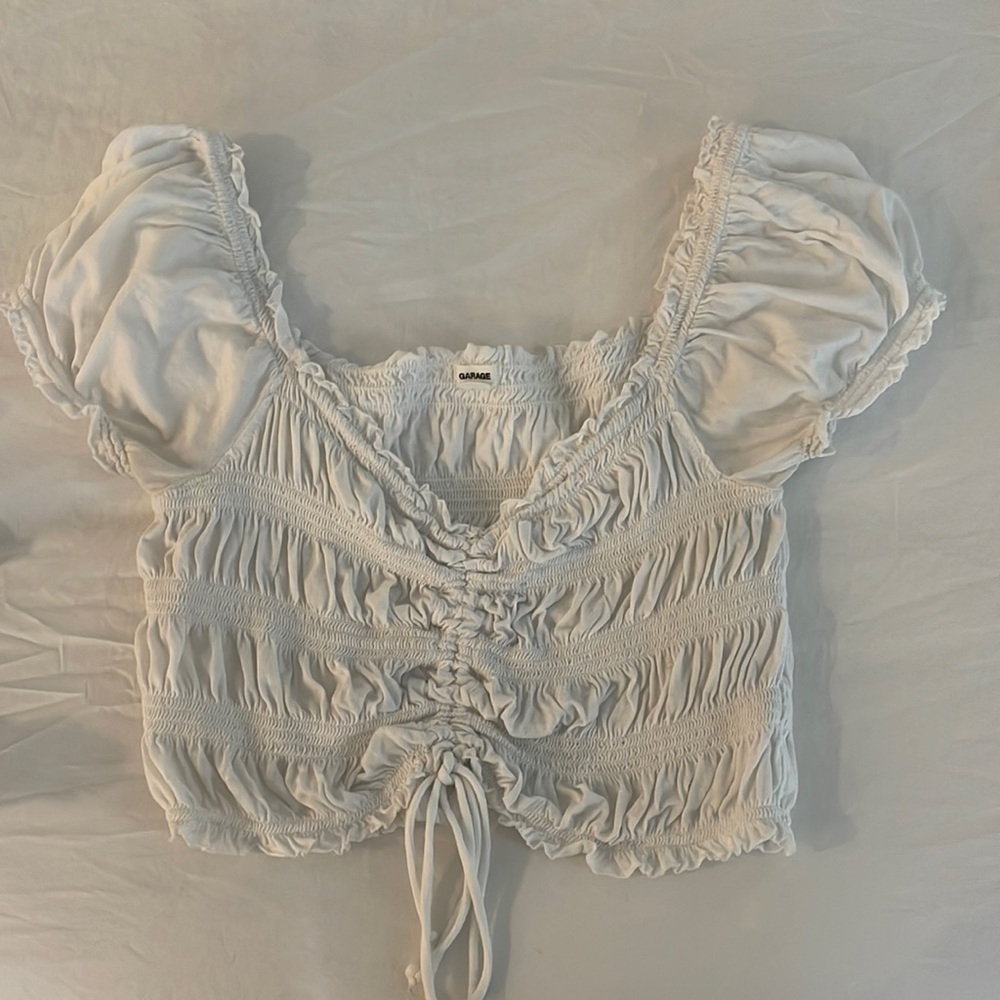 White Garage Crop Top